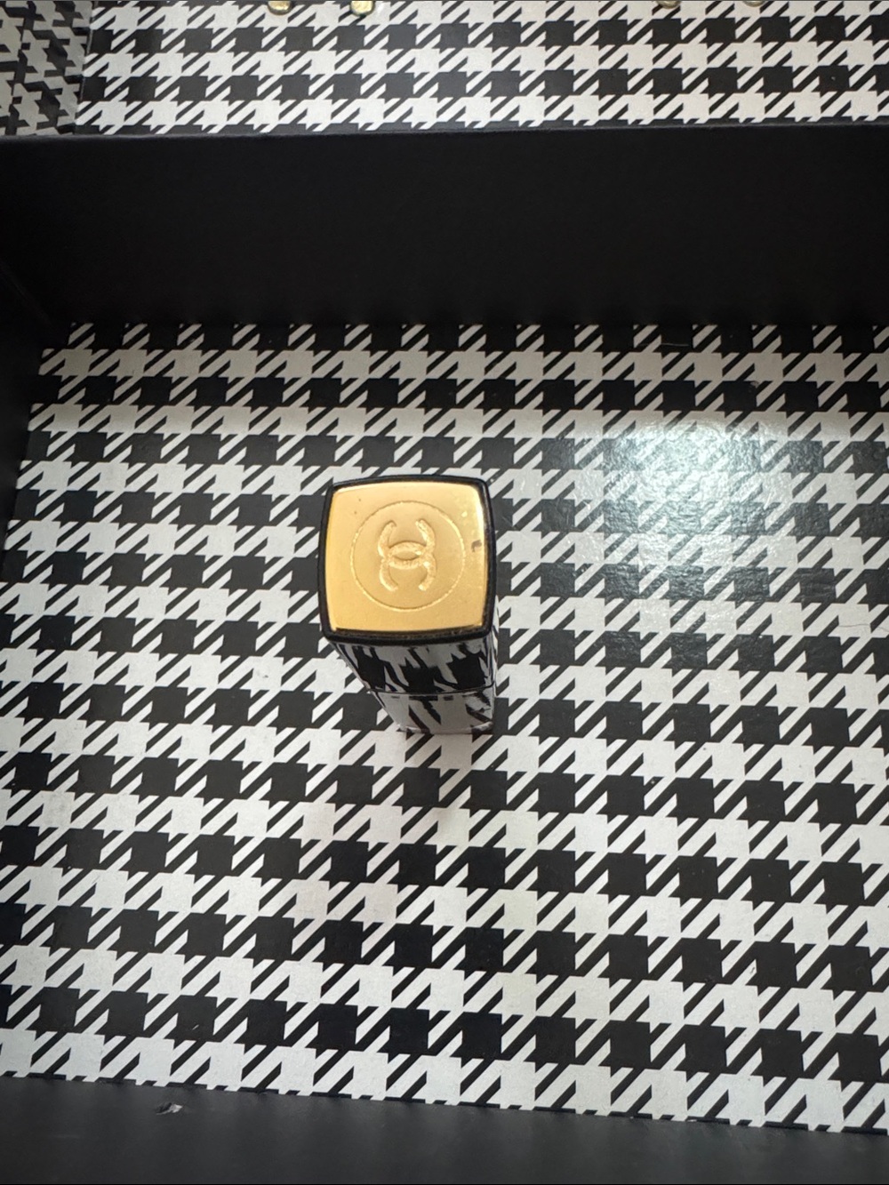 CHANEL Gold and Black Houndstooth Men's Accessory